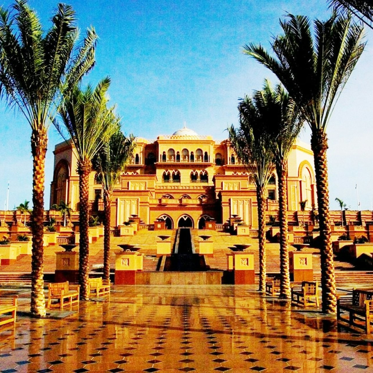 Explore the stunning architecture of Abu Dhabi from the majestic Emirates Palace to serene palm-lined walkways offering a glimpse into the rich culture and heritage of Arabia.